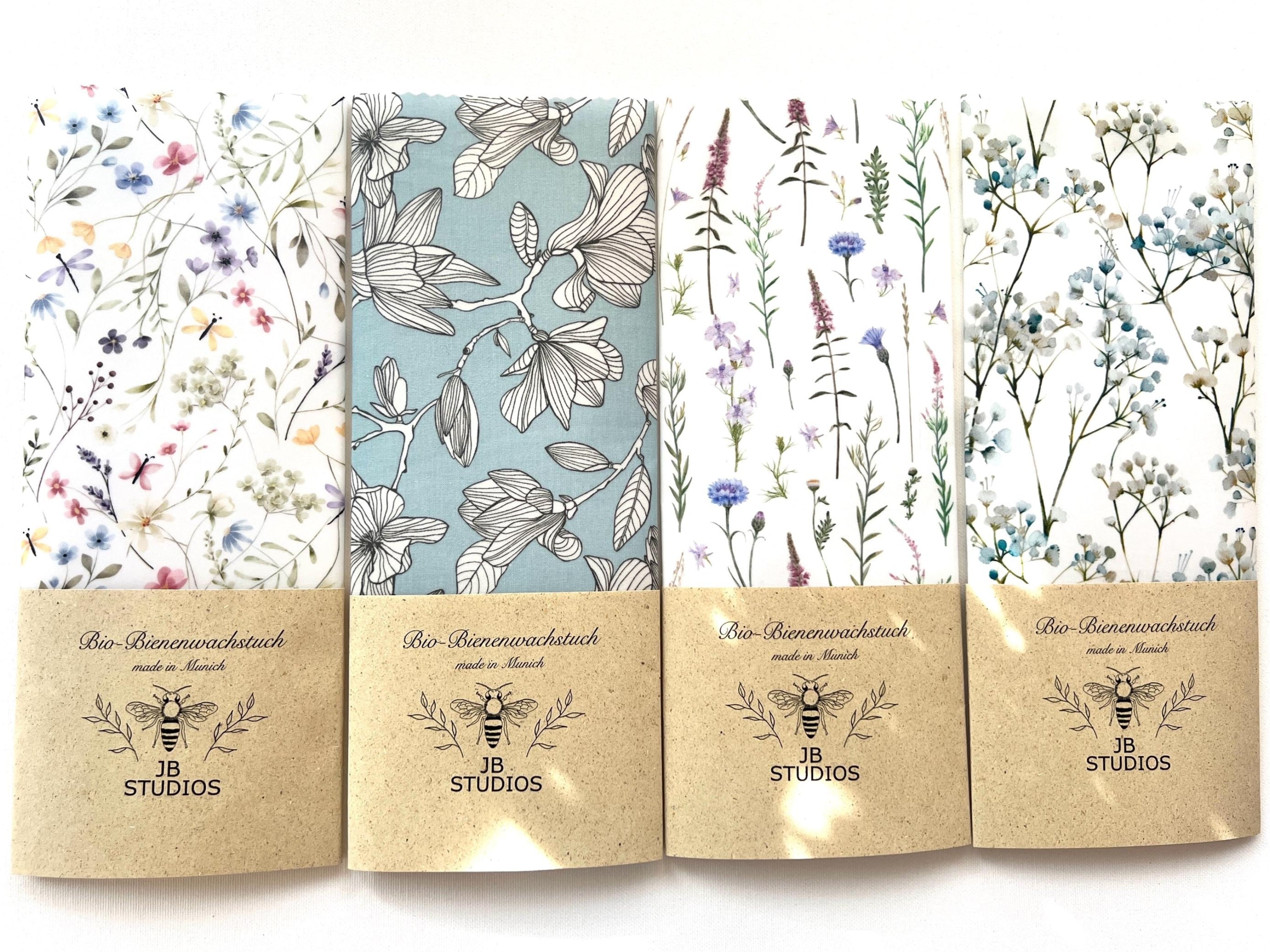 BIO-BIENENWACHSTUCH Floral on White 15cm - 50cm