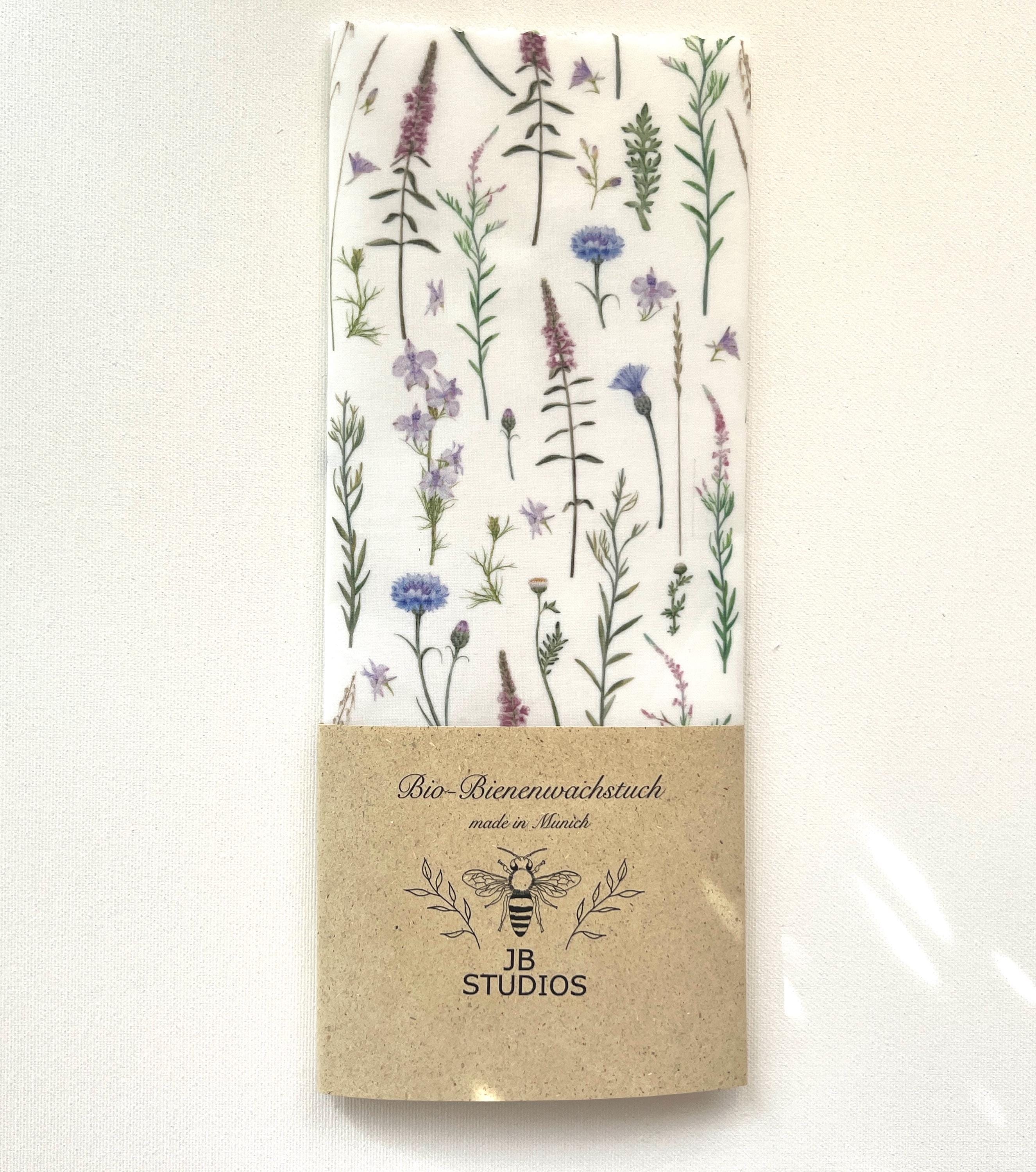 BIO-BIENENWACHSTUCH Floral on White 15cm - 50cm