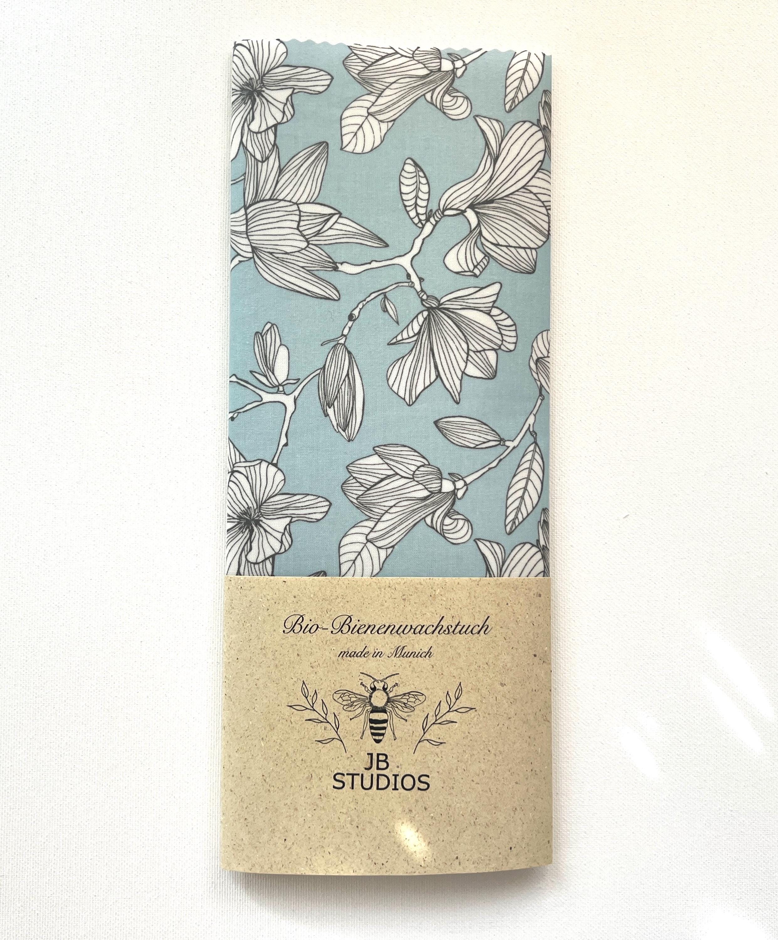 BIO-BIENENWACHSTUCH Floral on White 15cm - 50cm