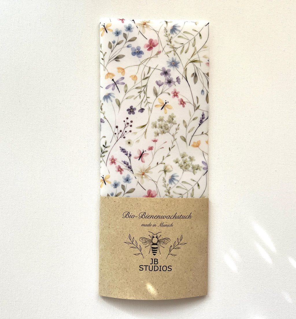 BIO-BIENENWACHSTUCH Floral on White 15cm - 50cm