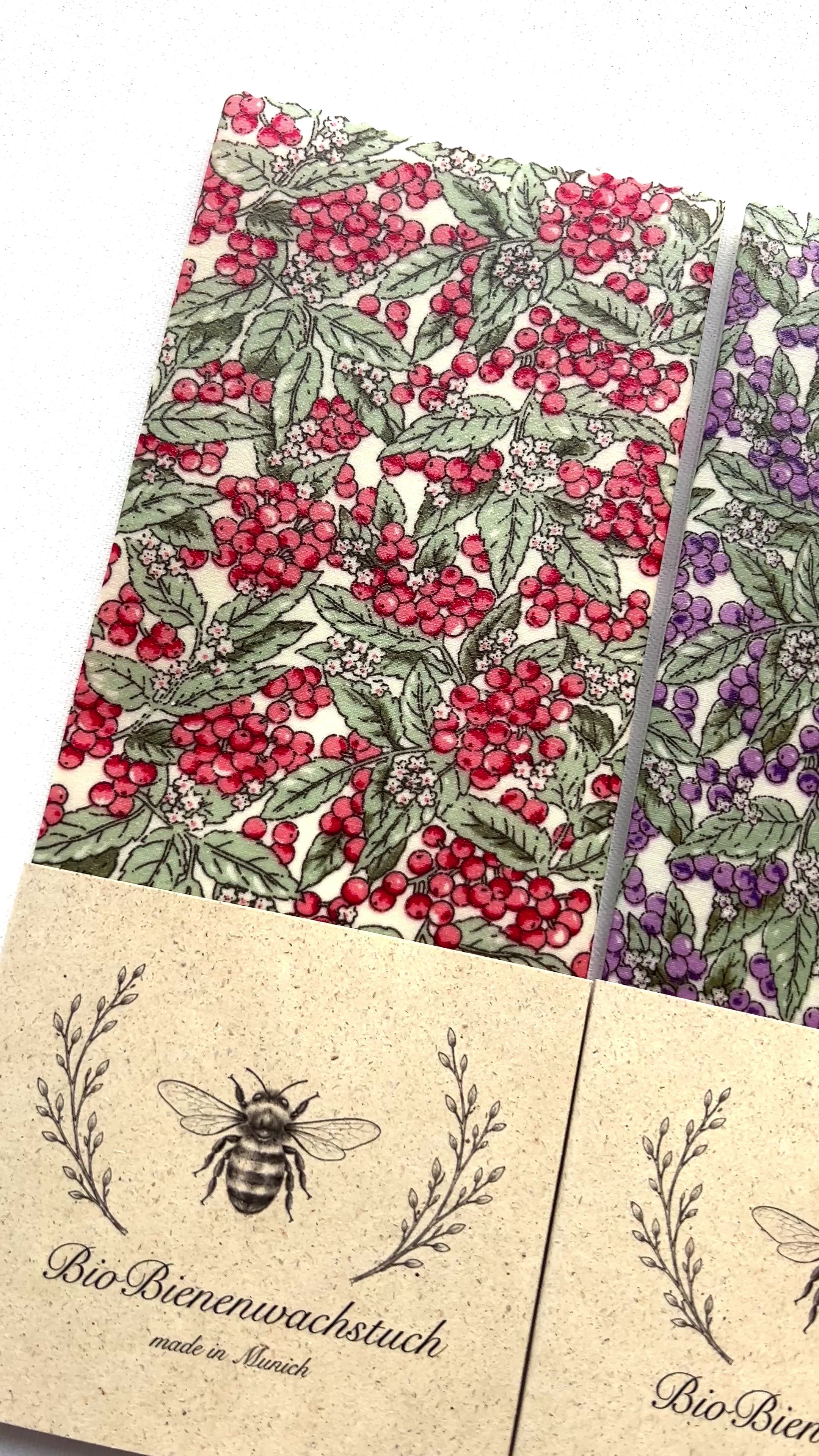 BIO-BIENENWACHSTUCH "Purple Berries" 15cm - 50cm